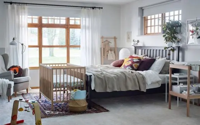 26 ways to successfully combine a master bedroom and nursery