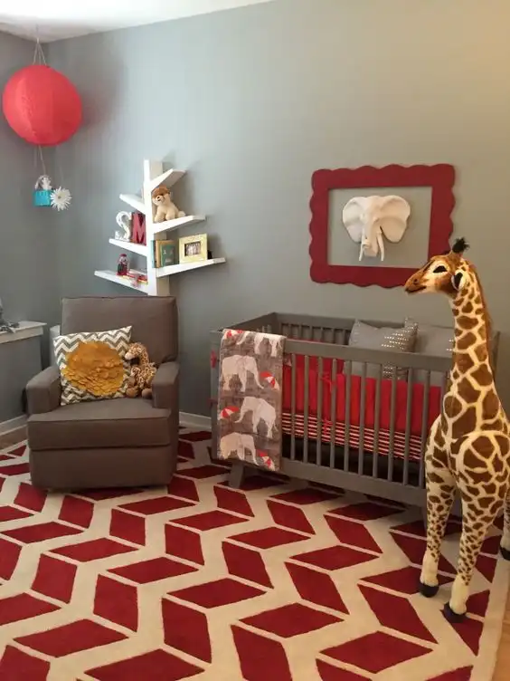 top 9 nursery decorating ideas in red and gray